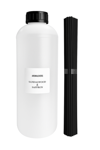 Рефил PRO 1000мл/ Наполнитель для аромадиффузора Aromalovers Sandalwood & Saffron + палочки 50шт ARL2300000036 фото